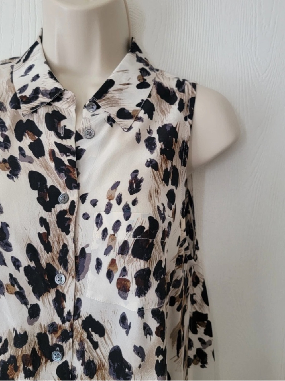 Equipment Femme 100% Silk Sleeveless Leopard Print Mini Dress Sz S/P